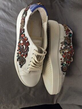 Roberto Cavalli Embellished Leather Sneakers